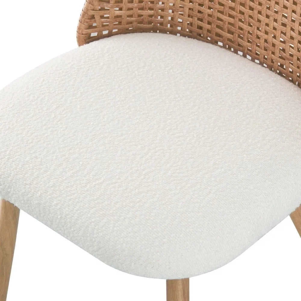 HomeFirst Rattan Back Boucle Bar Stools