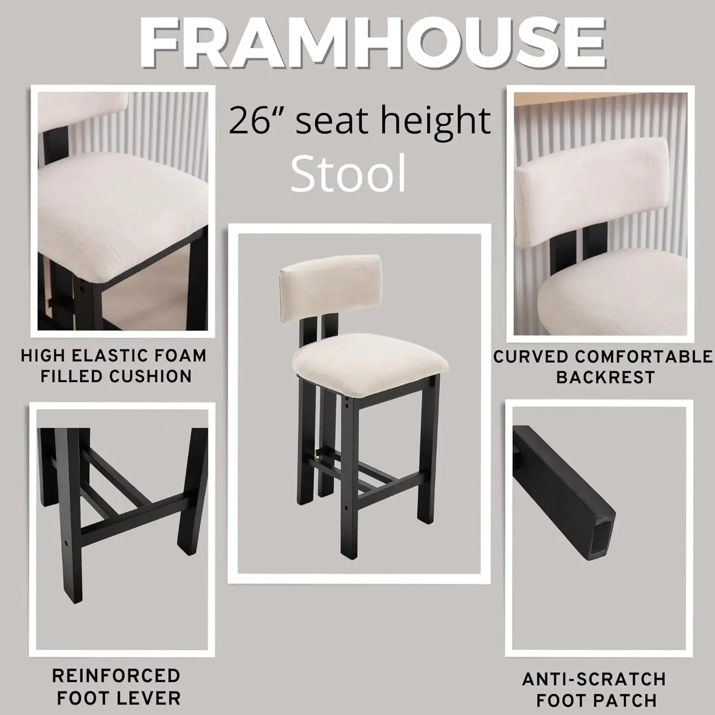 HomeFirst Farmhouse Armless Kitchen Bar Stools