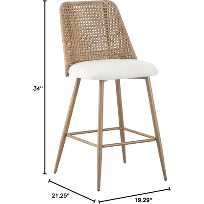 HomeFirst Rattan Back Boucle Bar Stools